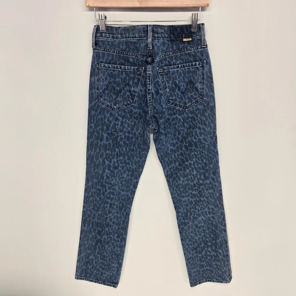 Mother‎ The Tomcat Ankle Jeans Women 25 Blue Leopard Animal Print Sinister Wash